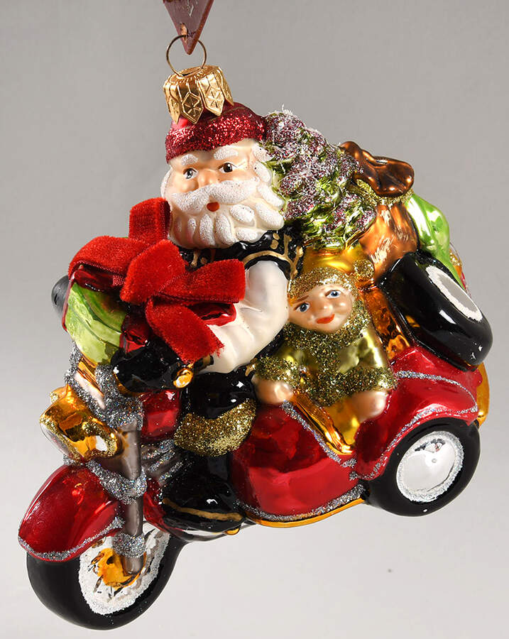 European Treasures Santa & Gifts On A Motorcycle - Boxed by Bombay-1