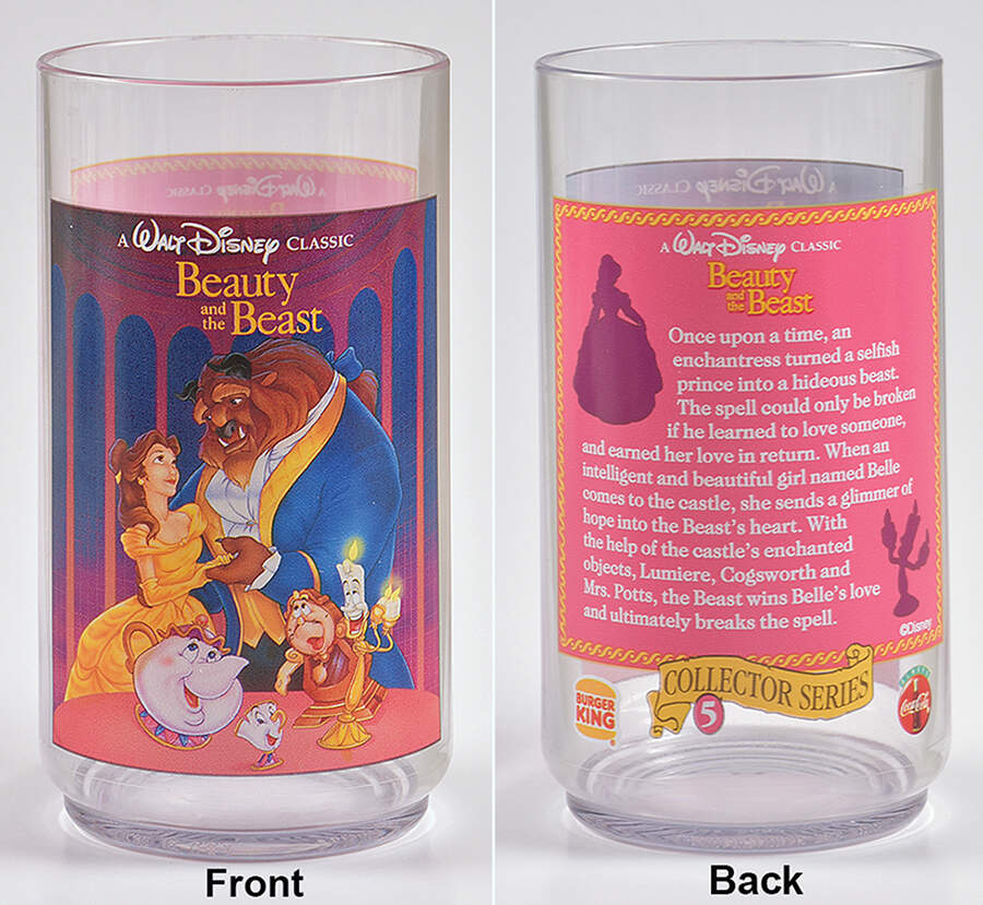 Disney Movies Acrylic Glassware Beauty And The Beast - No Box by Burger King-1