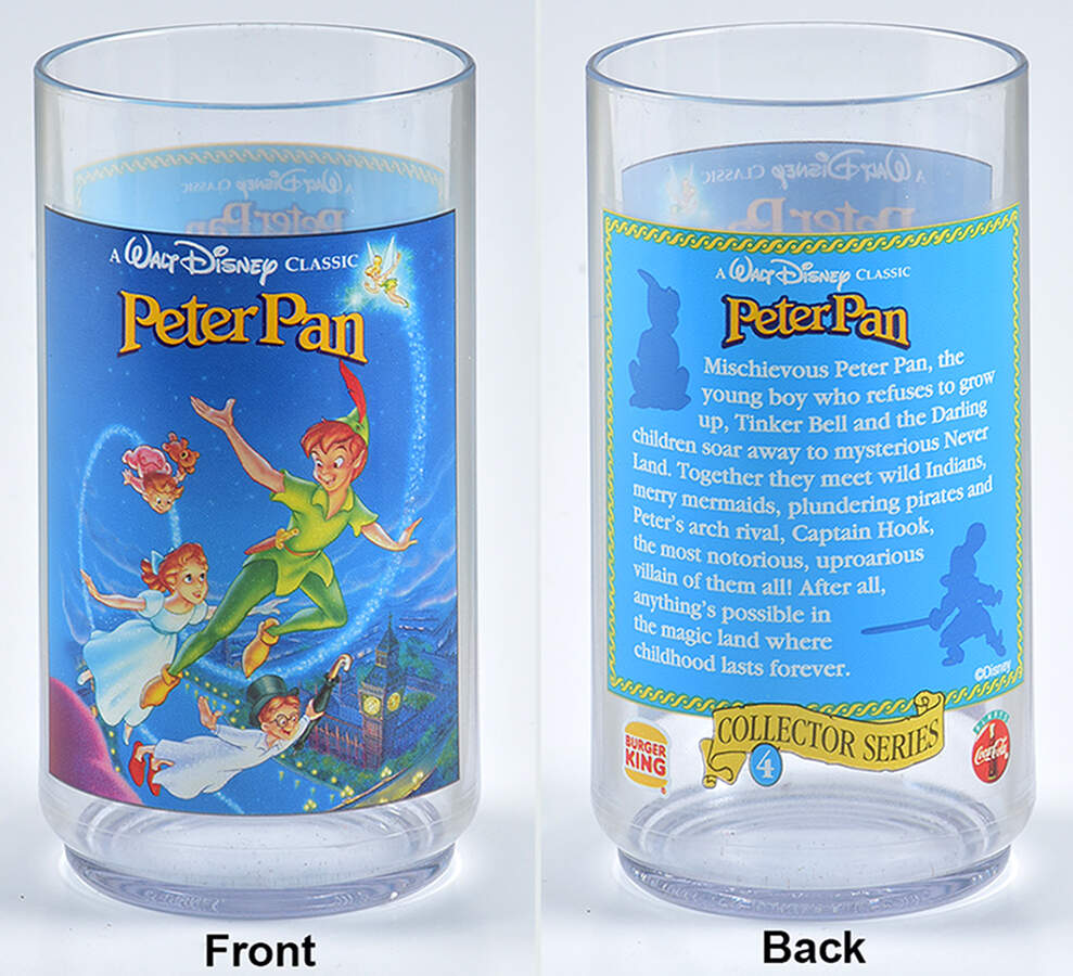 Disney Movies Acrylic Glassware Peter Pan - No Box by Burger King-1