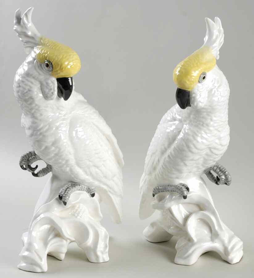 Bird Figurines Cockatoo-Pair - No Box by Crown Staffordshire-1