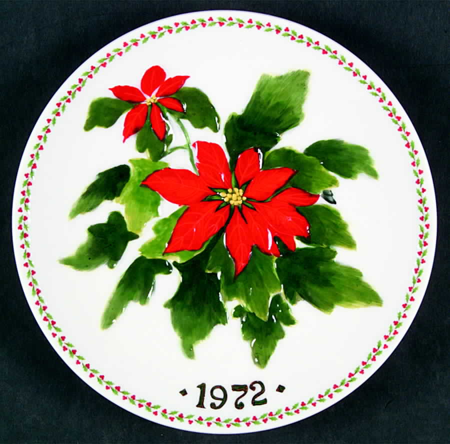 Christmas Plate Poinsetta - With Box by Crown Staffordshire-1