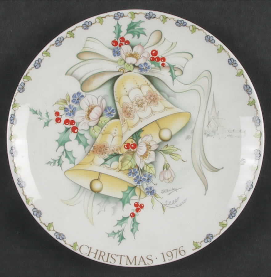Christmas Plate Church Bells - No Box by Crown Staffordshire-1