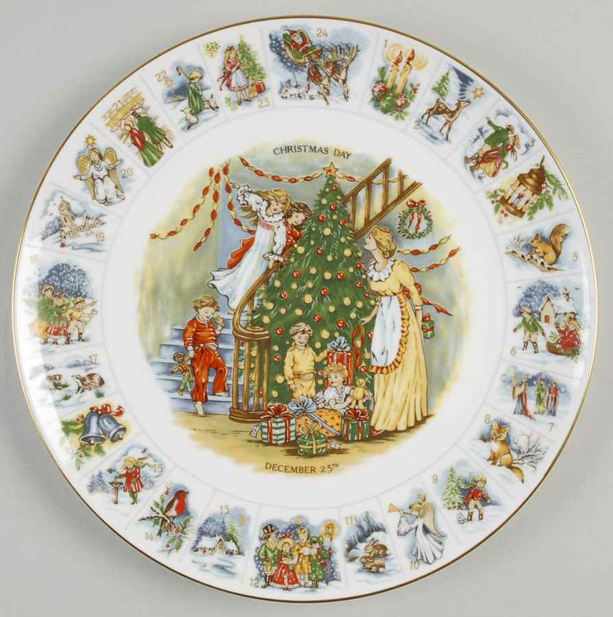 Advent Plates Kids And Mom At Christmas Tree - No Box by Collectibles-1