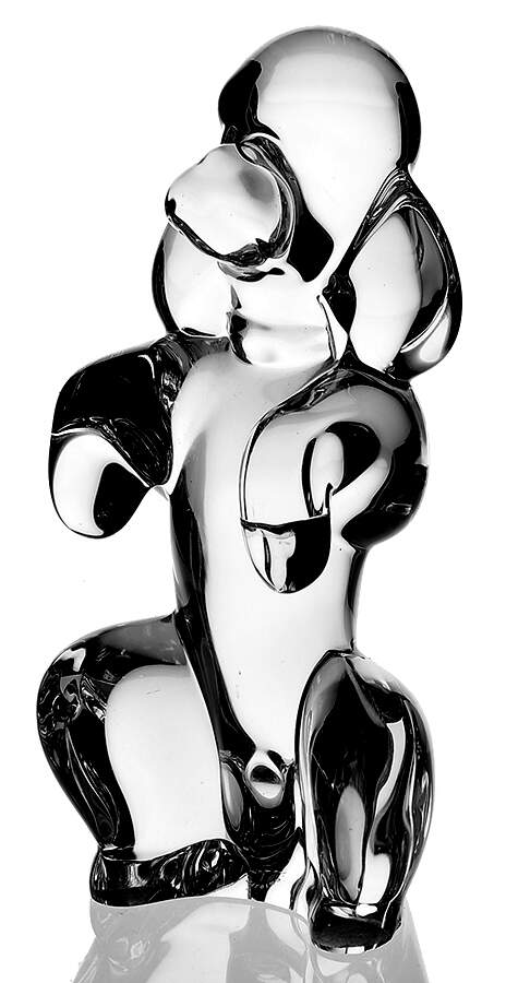Cristal de Sevres Figurines Poodle-Clear Begging - No Box by Cristal de Sevres-1