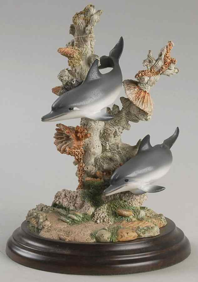 Country Artists Figurines Young Dolphins With Coral - No Box by Country Artist-1