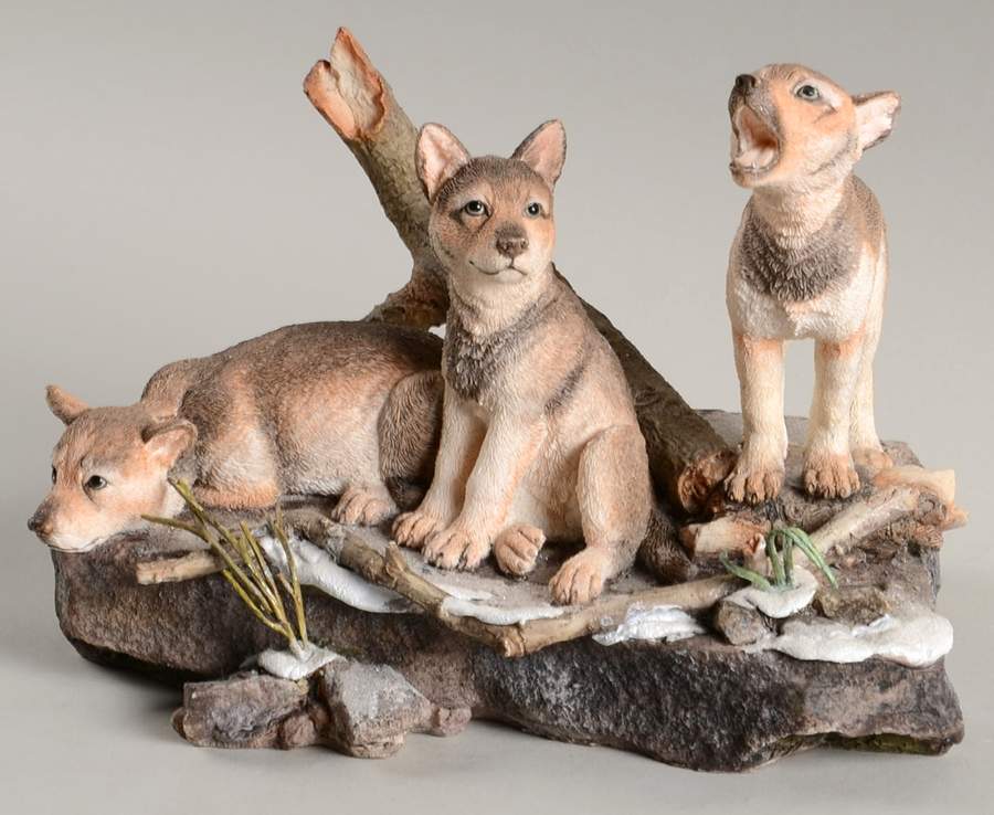 Country Artists Figurines Early Thaw Wolf Cubs - Boxed by Country Artist-1