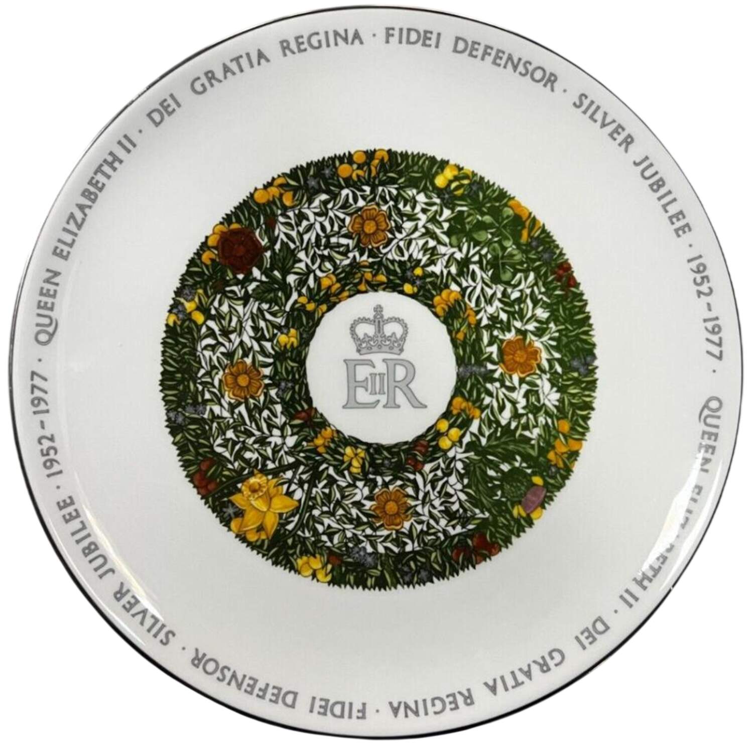 Crown Staffordshire Royalty Giftware Elizabeth Ii Silver Jubilee Plate - No Box by Crown Staffordshire-1