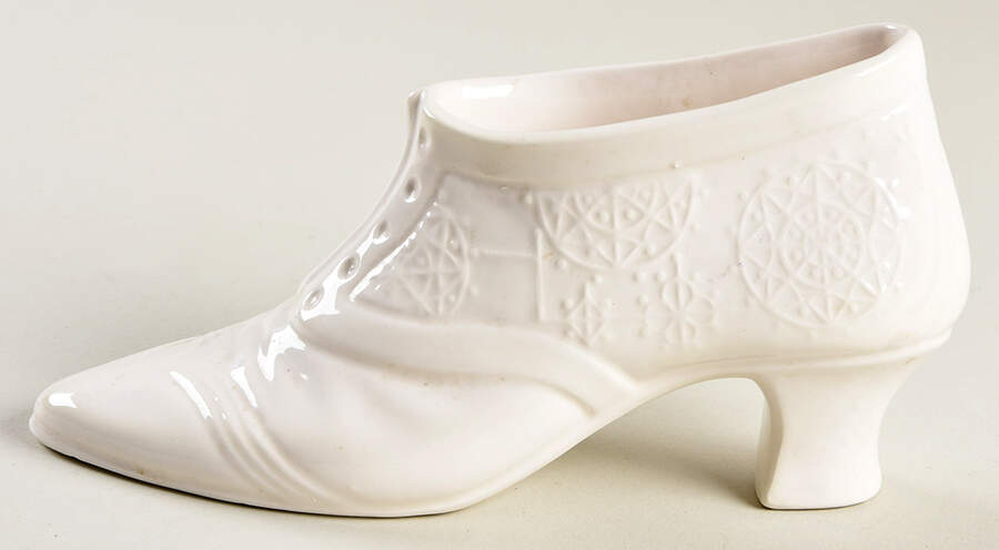 Hispania Figurine Woman's High-Top Shoe, White - No Box by Ceramics Hispania-1