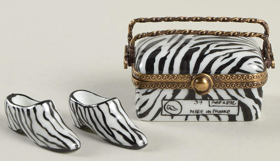 Chanille Limoges Boxes Made In France Shoe Box-Zebra Stripe - No Box by Chanille-1