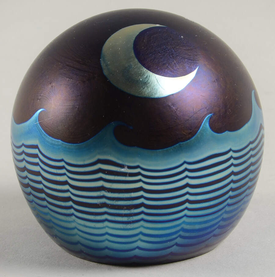 Paperweights Moon And Waves-Silver Moon - No Box by Correia Art Glass-1