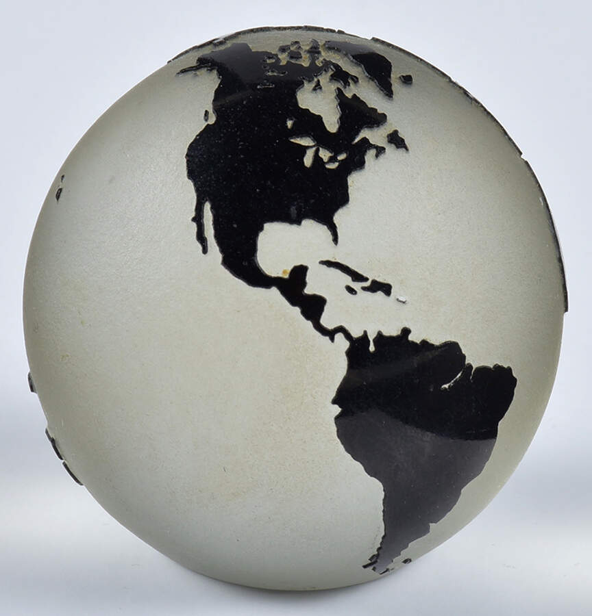 Paperweights Globe Frosted-Blk Continents - No Box by Correia Art Glass-1