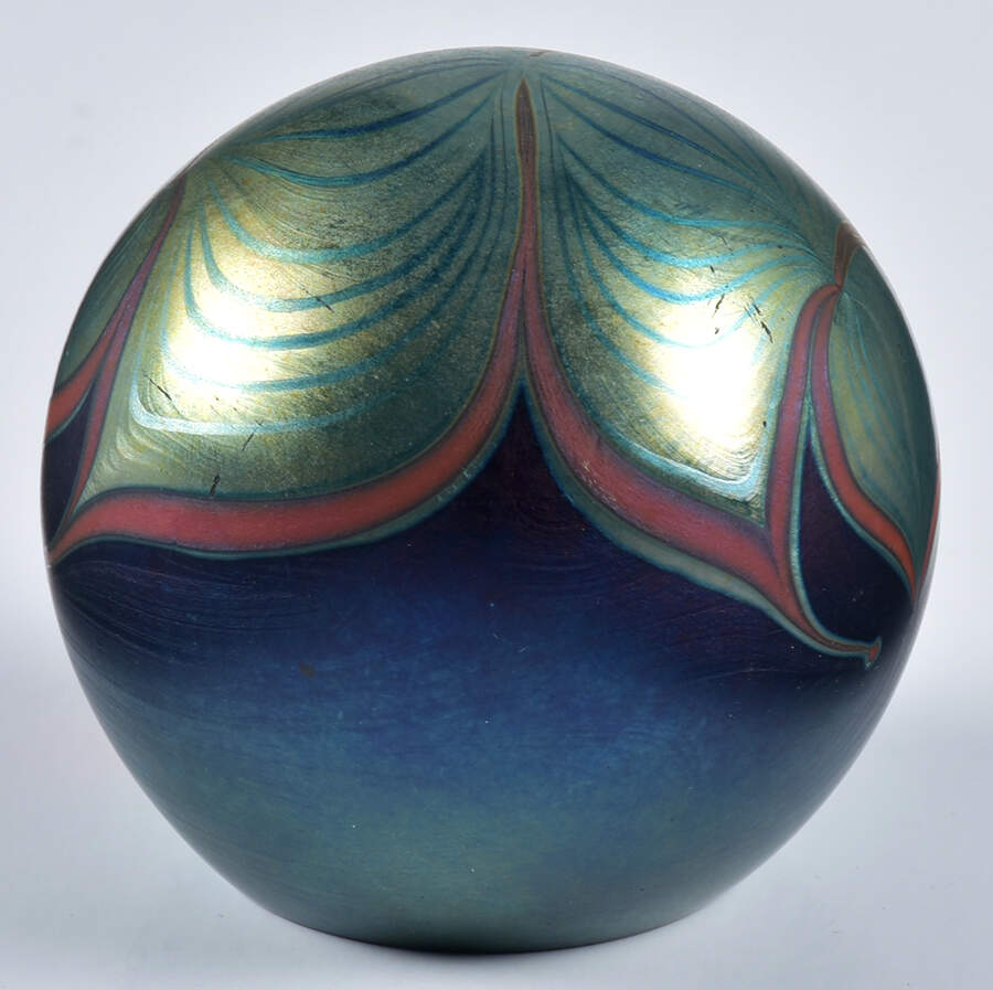 Paperweights Red Outlined Heart-Pulled Feather - No Box by Correia Art Glass-1