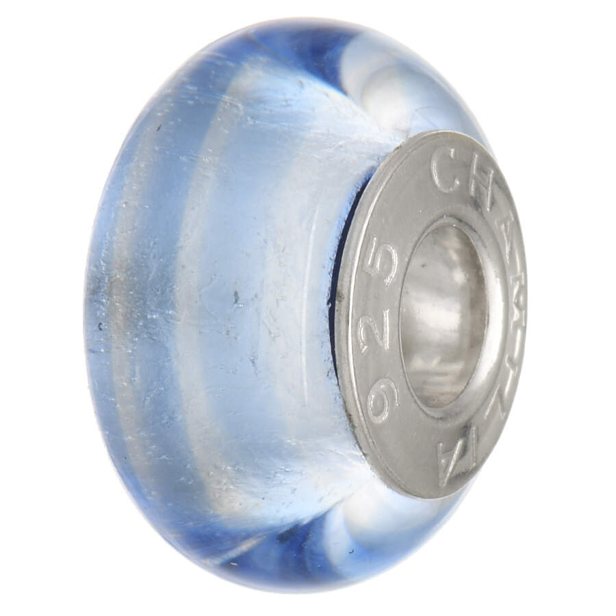 Murano Collection Beads Ribbon Candy  - Blue Ice - No Box by Chamilia-1