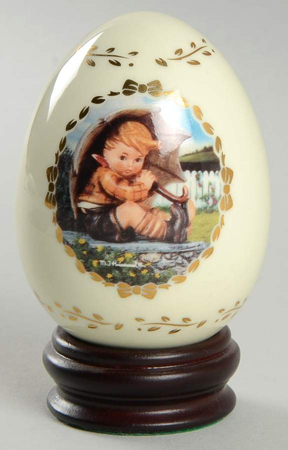 Hummel Porcelain Egg Umbrella Boy - No Box by Danbury Mint-1