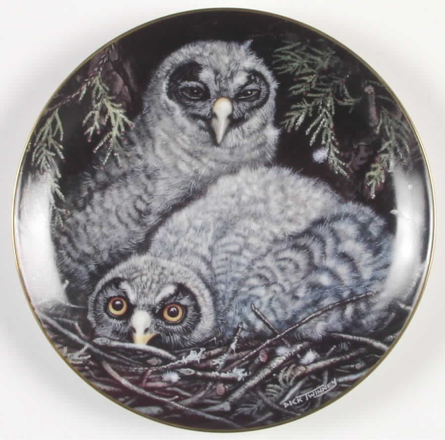 Baby Owl Collection Great Grey Owls - No Box by Danbury Mint-1