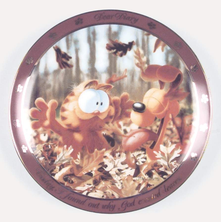 Dear Diary:Garfield God Created Leaves - No Box by Danbury Mint-1