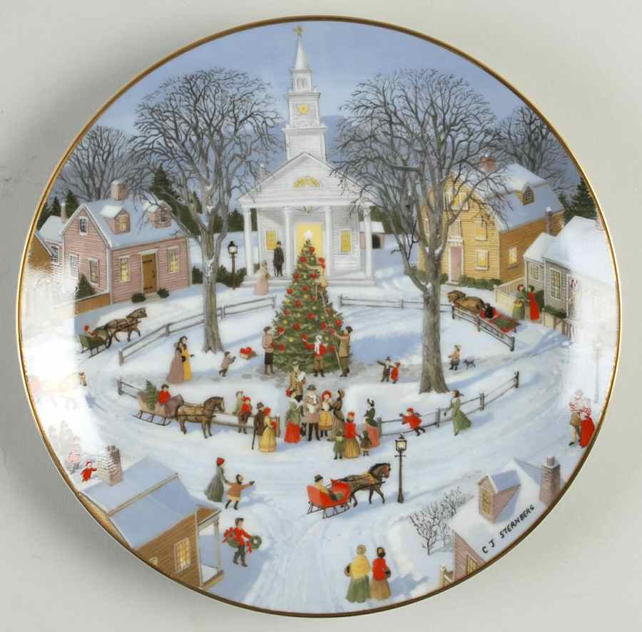 Old Time Country Winter Christmas Tree Lighting - No Box by Danbury Mint-1