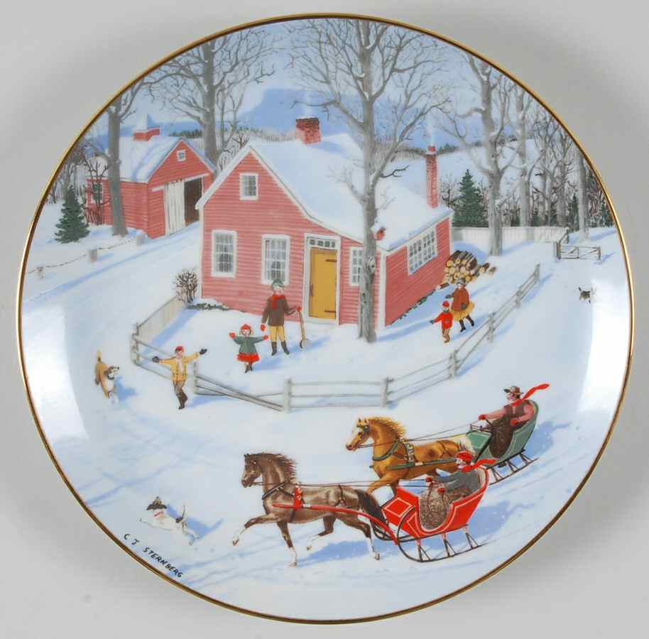 Old Time Country Winter The Race Through Town - No Box by Danbury Mint-1