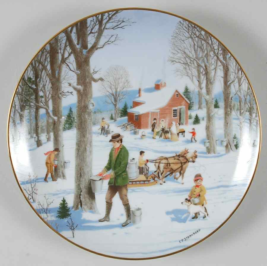 Old Time Country Winter Tapping The Sugar Maples - No Box by Danbury Mint-1
