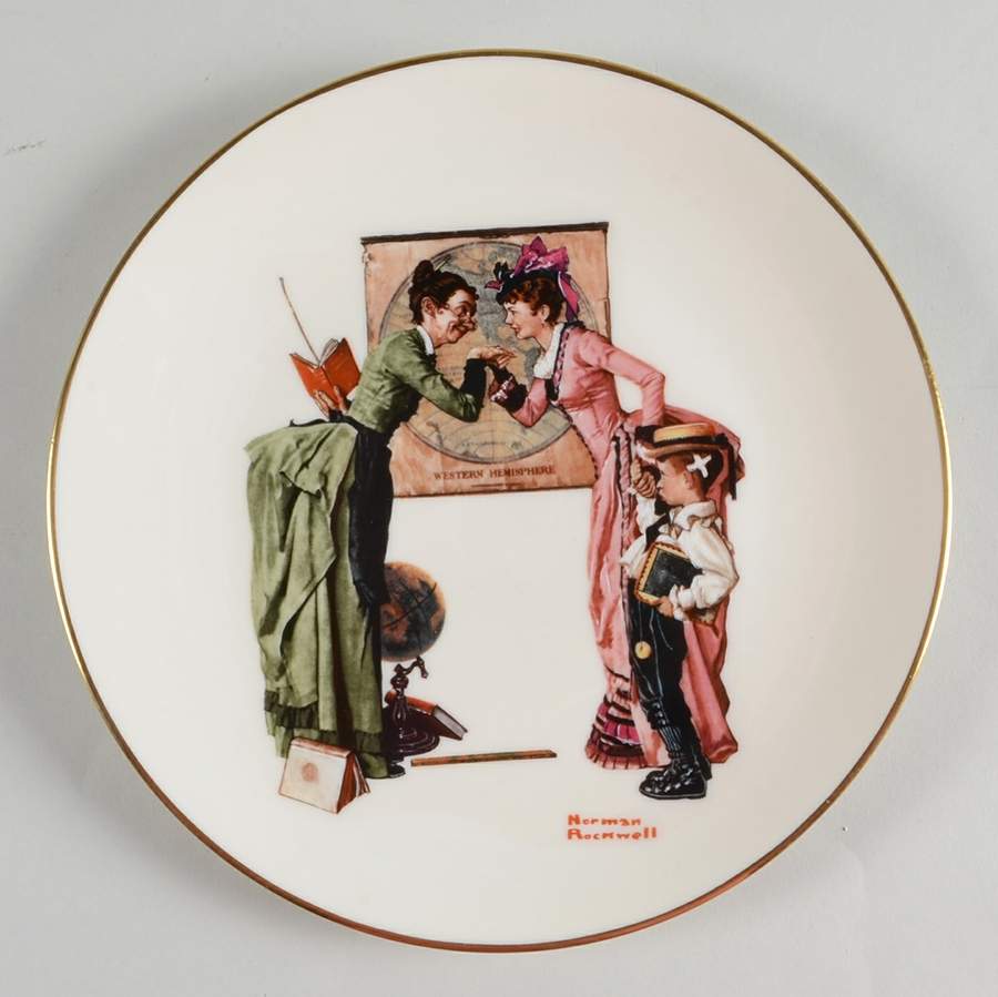 Norman Rockwell-Plates Back To School - No Box by Danbury Mint-1