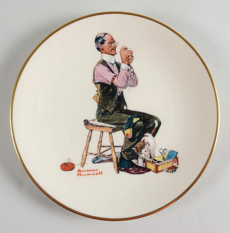 Norman Rockwell-Plates Man Threading Needle - No Box by Danbury Mint-1