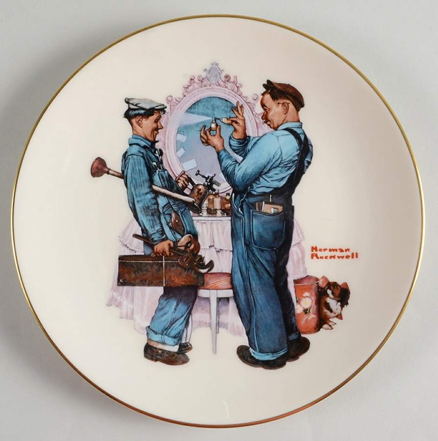 Norman Rockwell-Plates Plumbers - No Box by Danbury Mint-1