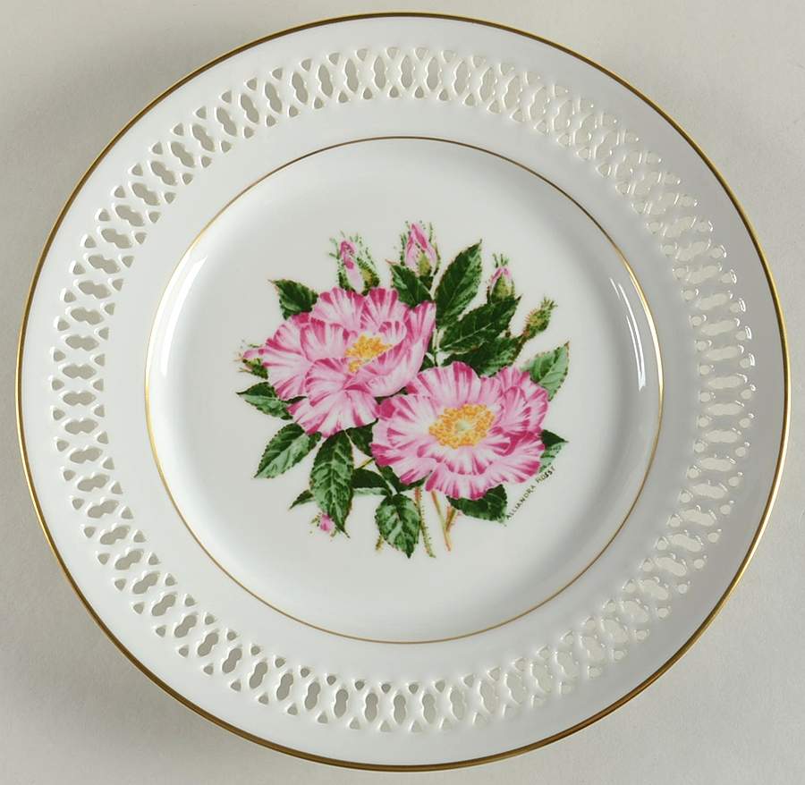 Rose Plates Rosa Mundi - No Box by Danbury Mint-1
