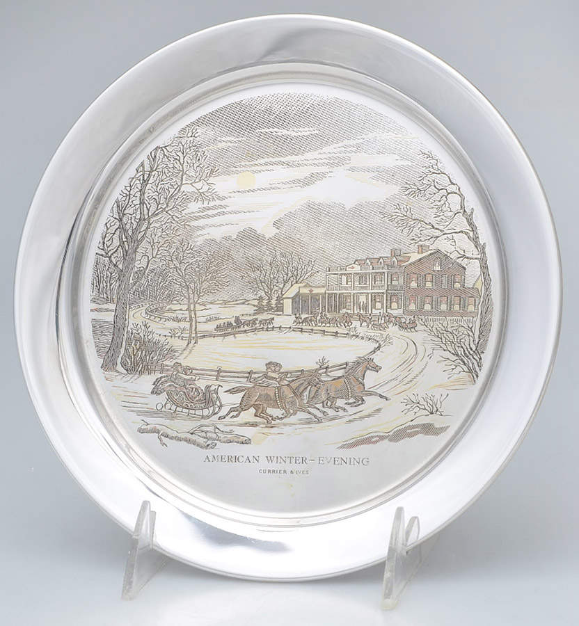 Currier & Ives-Sterling American Winter-Evening - Boxed by Danbury Mint-1