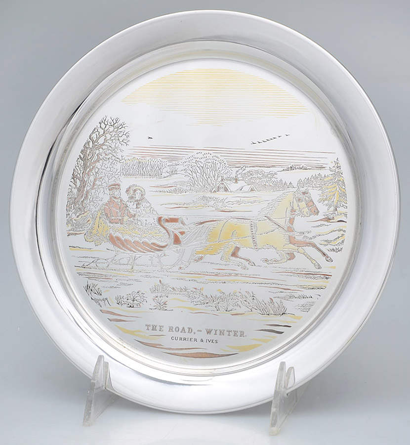 Currier & Ives-Sterling The Road-Winter - No Box by Danbury Mint-1