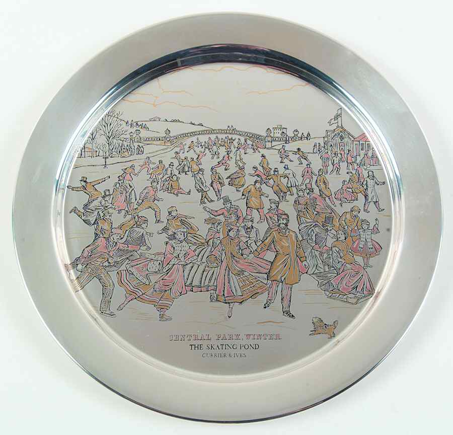 Currier & Ives-Sterling Central Park-Winter-The Skating Pond - No Box by Danbury Mint-1