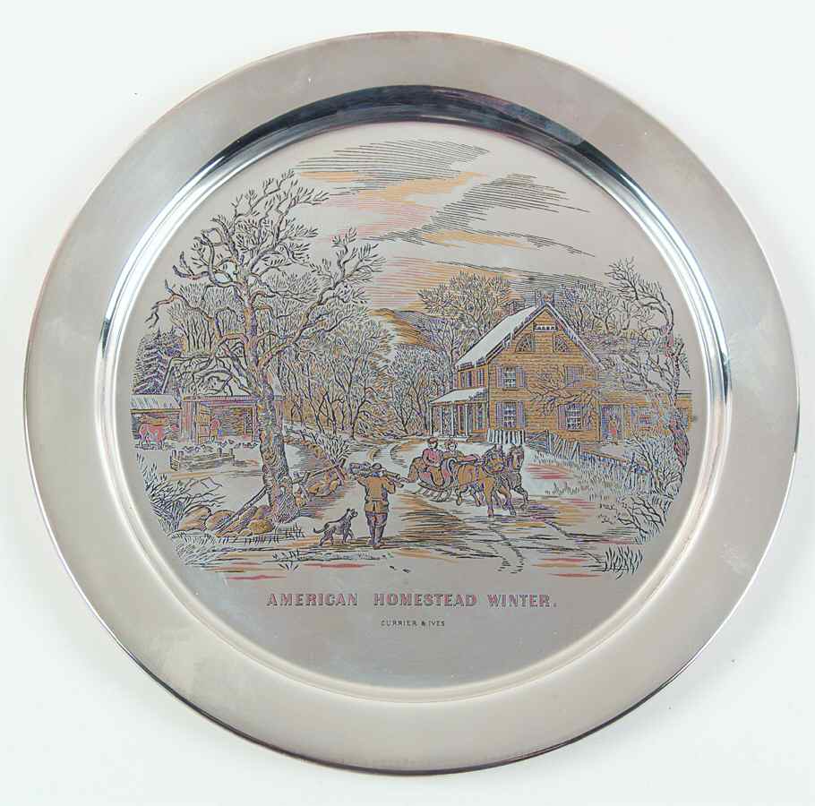 Currier & Ives-Sterling American Homestead Winter - Boxed by Danbury Mint-1