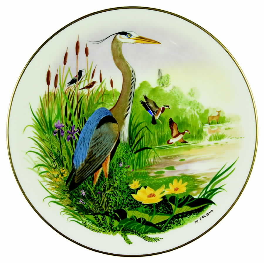 Scenes From A Wooded Glen Great Blue Heron - No Box by Danbury Mint-1
