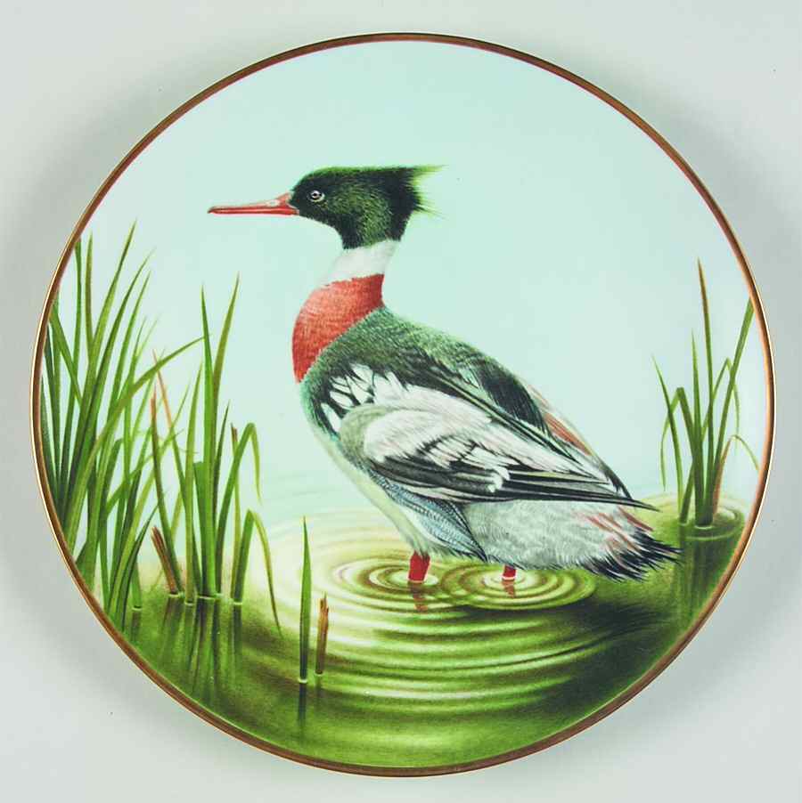 12 Waterbird Plates-The Sumner Collection Red Breasted Merganser - No Box by Danbury Mint-1