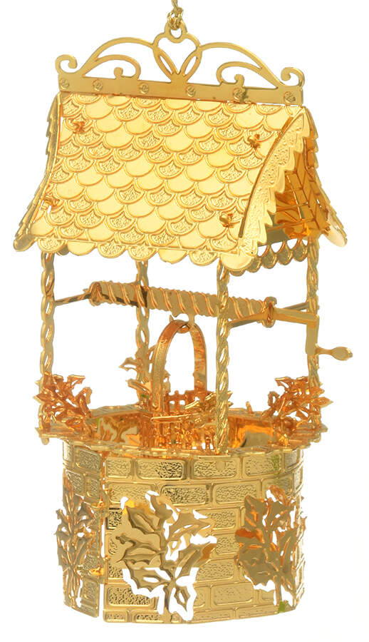 1996 Gold Christmas Ornament Collection Wishing Well - No Box by Danbury Mint-1