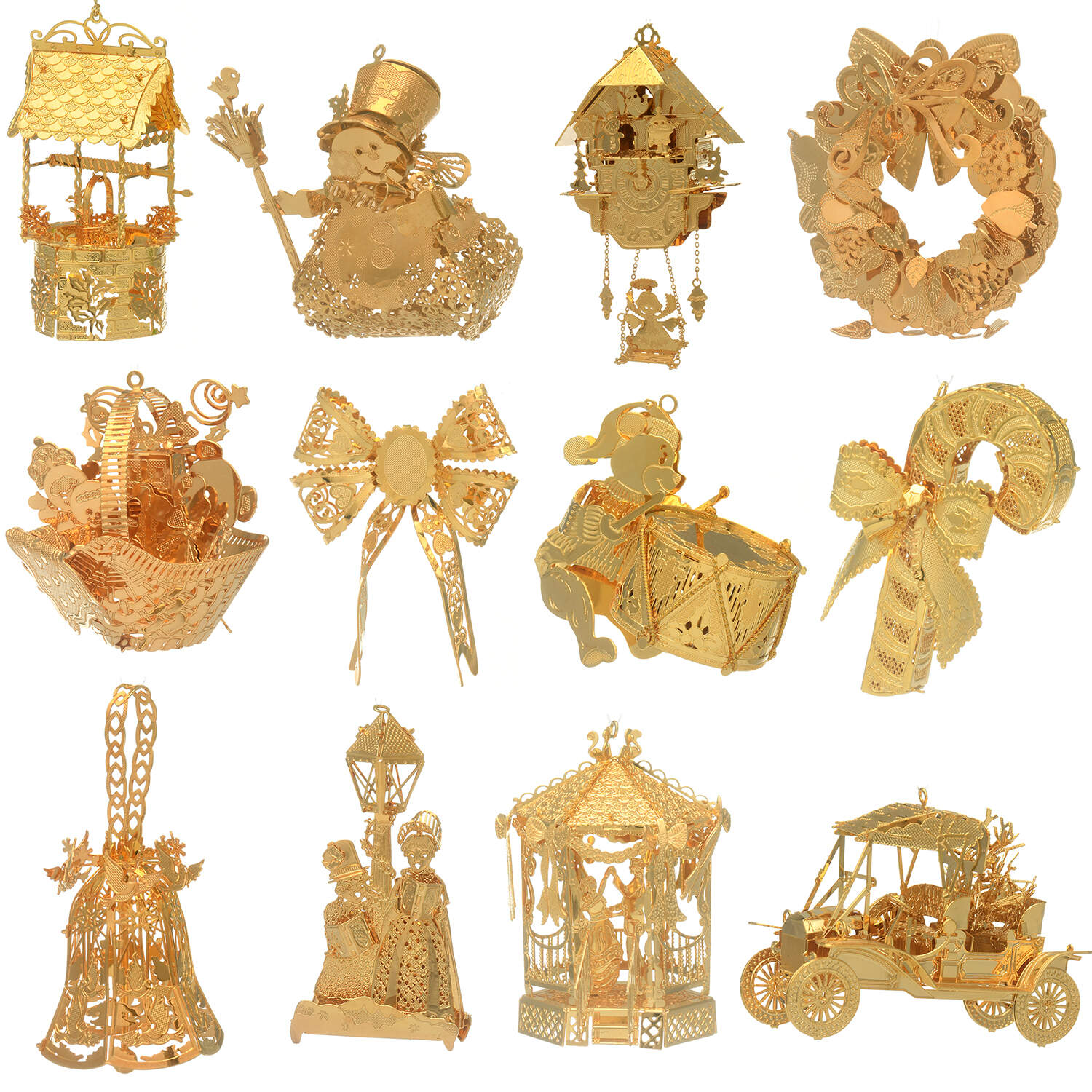 1996 Gold Christmas Ornament Collection Set Of 12 - Boxed by Danbury Mint-1