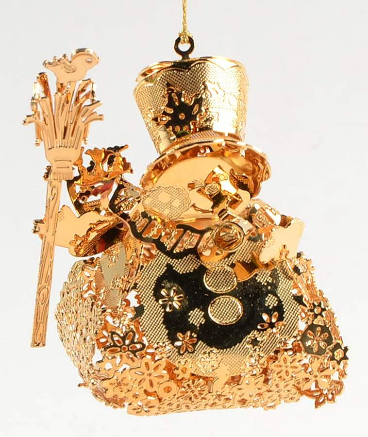 1996 Gold Christmas Ornament Collection Jolly Snowman - No Box by Danbury Mint-1