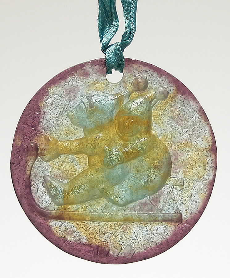 Daum Christmas Ornament-Crystal Children With Sled - No Box by Daum-1