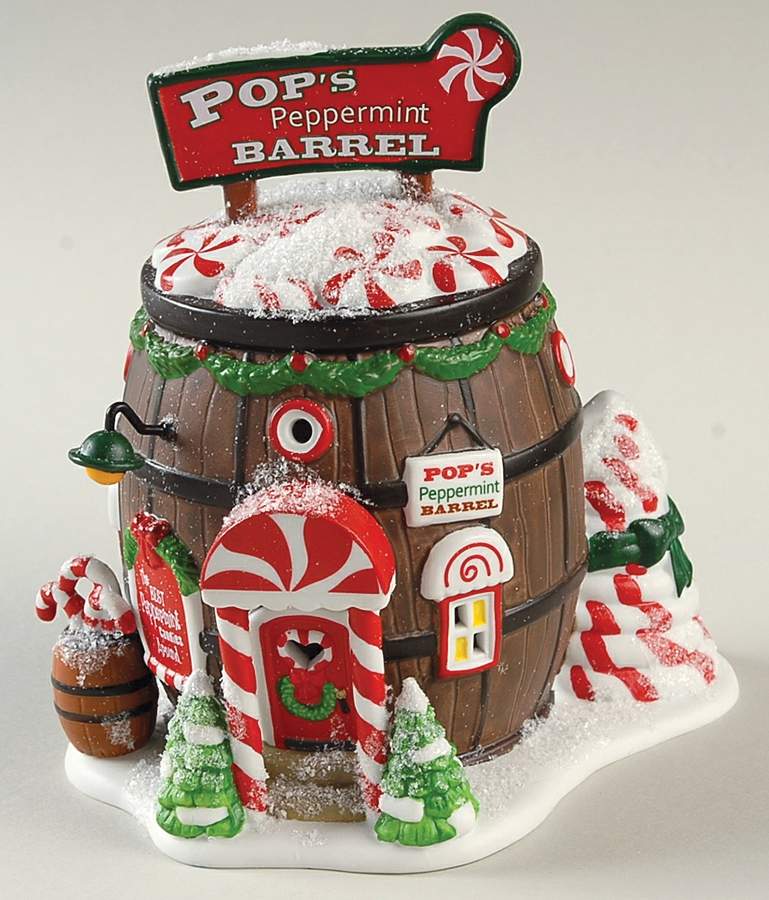 North Pole Village Pop's Peppermint Barrel - Boxed by Department 56-1
