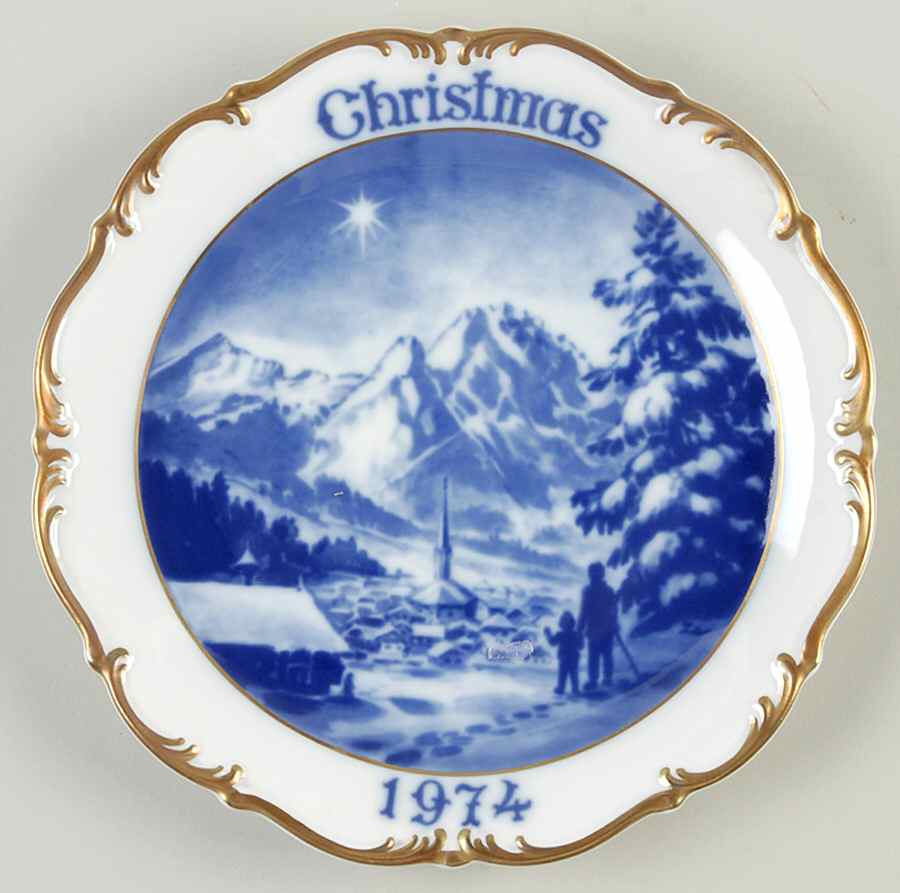 Dresden Christmas Plate Village Scene - No Box by Dresden (German)-1