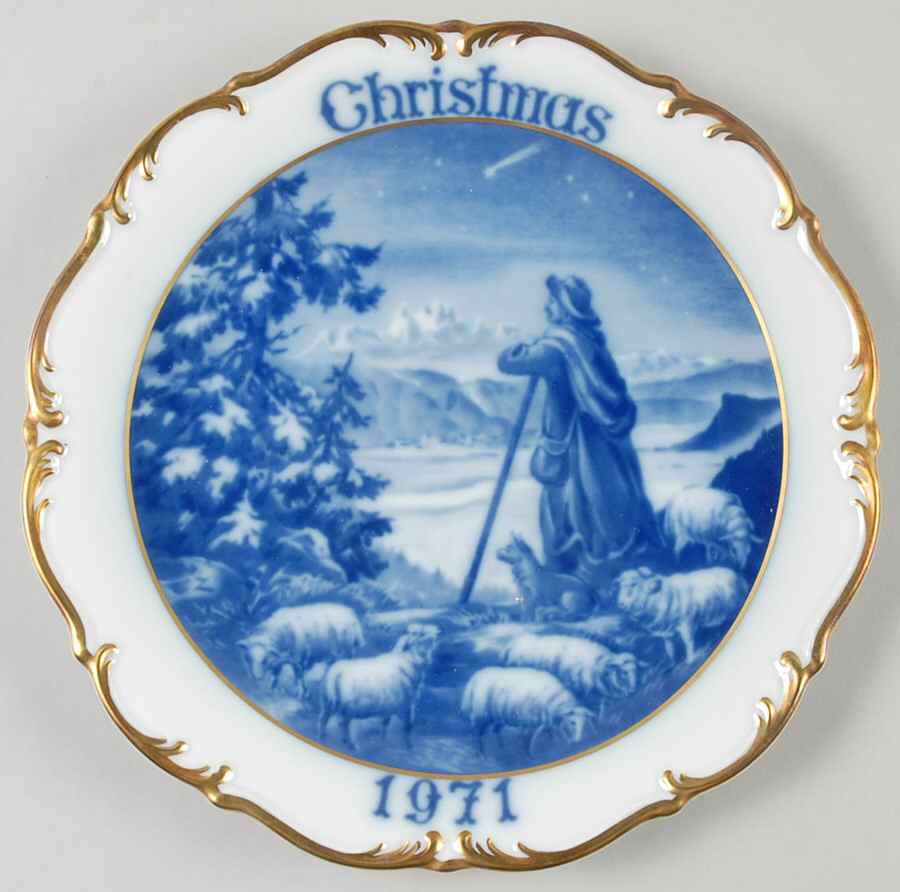Dresden Christmas Plate Shepherd With Sheep - With Box by Dresden (German)-1