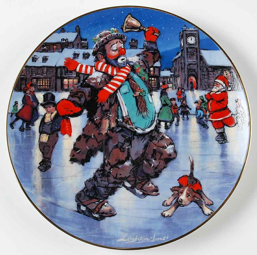 Emmett Kelly Christmas Plate Holiday Skater - No Box by Dave Grossman-1