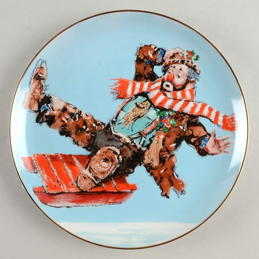Emmett Kelly Christmas Plate Downhill-Christmas Plate - Boxed by Dave Grossman-1