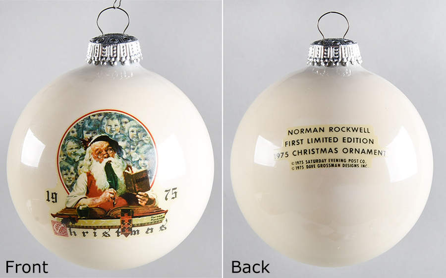 Norman Rockwell-Ball Ornament Santa With Feather Quill - No Box by Dave Grossman-1