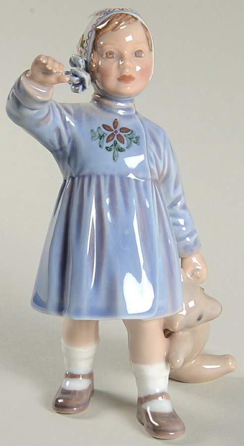Dahl Jensen Figurine Girl With Teddy Bear - No Box by Dahl-Jensen-1