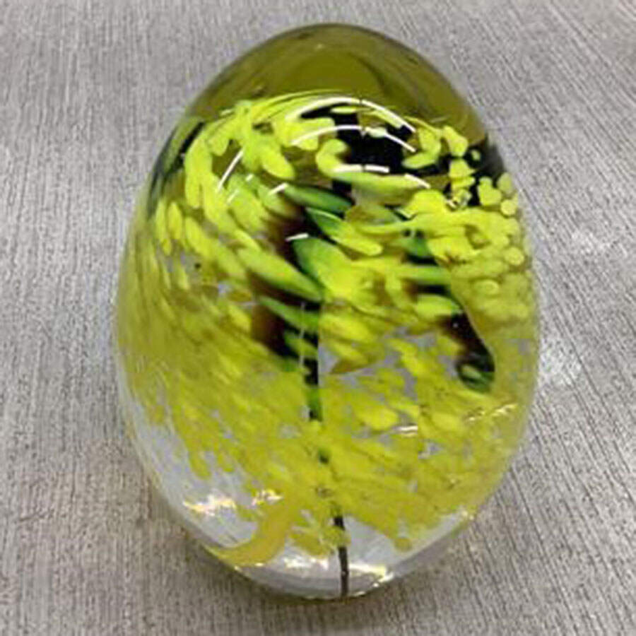Daum Figurines Egg Paperweight-Cytise; Yellow,Black - No Box by Daum-1