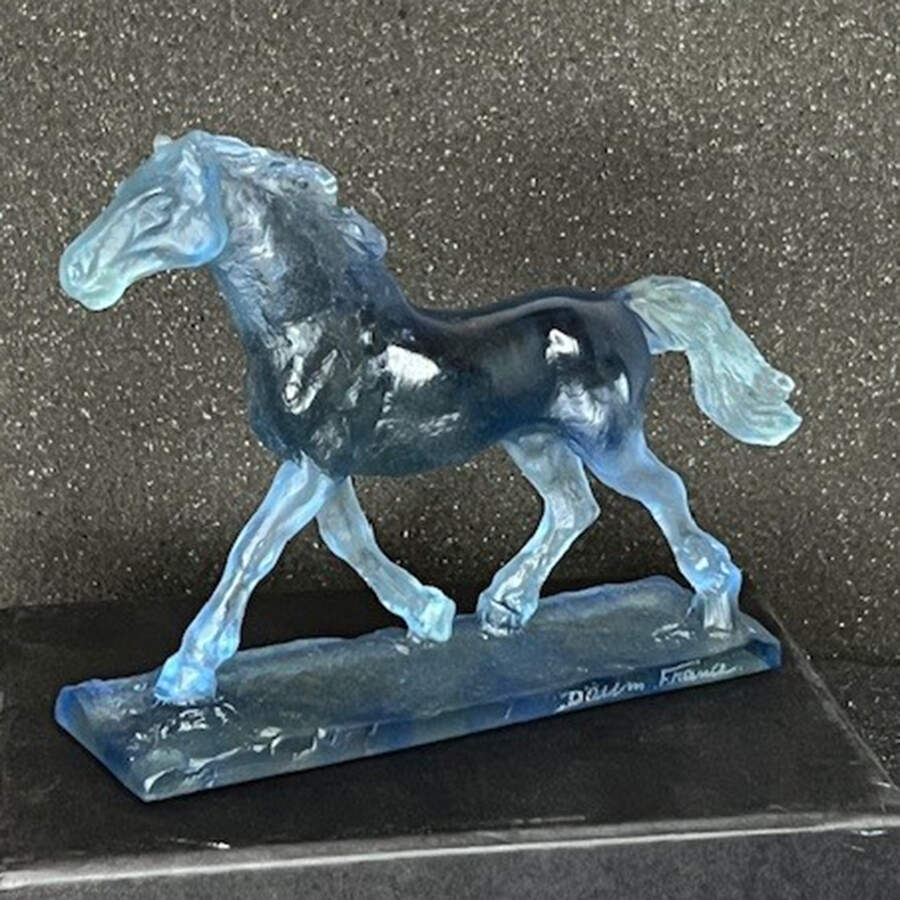 Daum Figurines Trotteur (Horse)-Blue  - Boxed by Daum-1