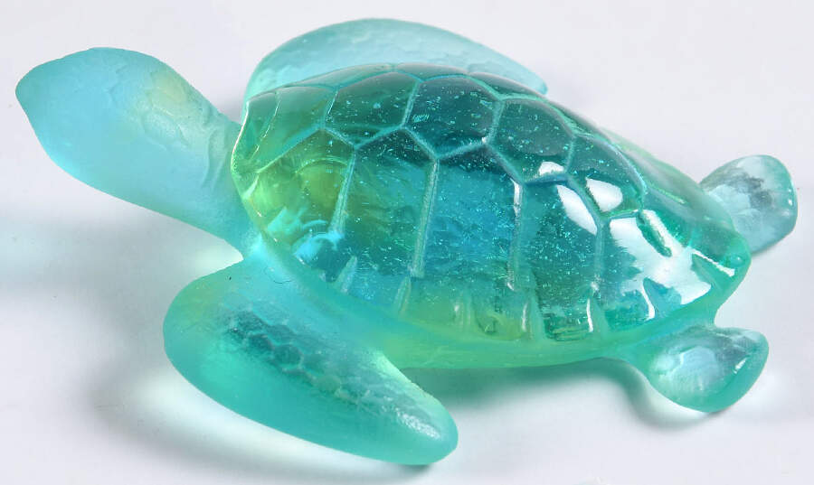 Daum Figurines Gold Green Sea Turtle - Boxed by Daum-1