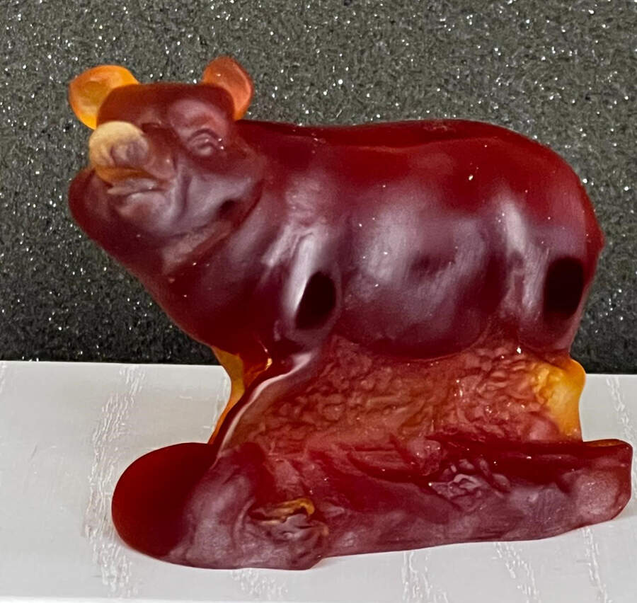 Daum Figurines Pig-Amber - No Box by Daum-1