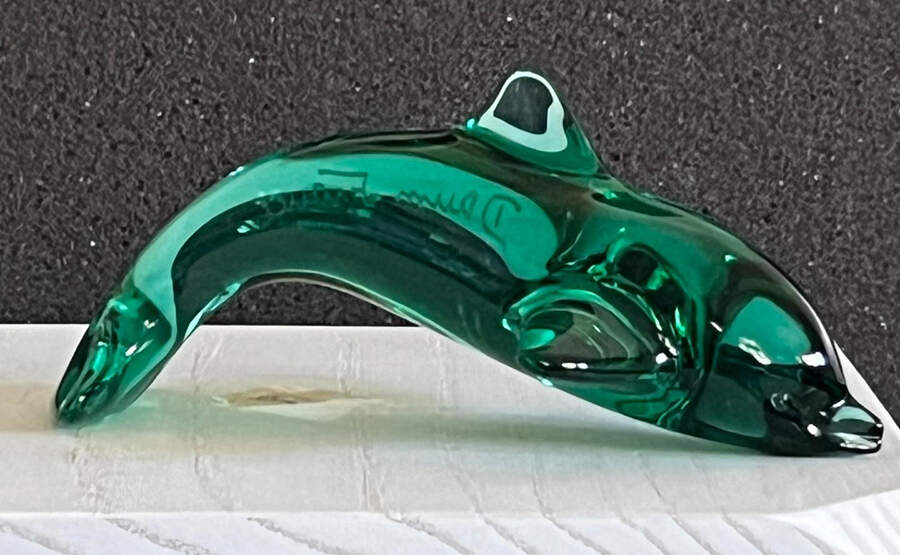 Daum Figurines Dolphin-Green - Boxed by Daum-1