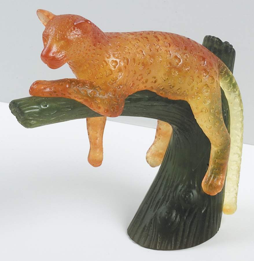 Daum Figurines Panther In Tree-Amber - No Box by Daum-1